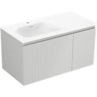 Szafki łazienkowe - Mexen Rivel szafka łazienkowa 90 cm z umywalką Vela lewą, 1S, 1D, ryflowana, szara mat/biała mat - 91A23-09047-3-BBFF62-W23L01 - miniaturka - grafika 1