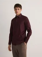 Koszule męskie - Reserved - Bawełniana koszula slim fit - mahoniowy - miniaturka - grafika 1