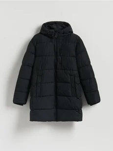 Reserved - Pikowany płaszcz z kapturem - czarny - Kurtki męskie - miniaturka - grafika 1