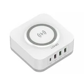 Ładowarki do telefonów - Bezprzewodowa ładowarka indukcyjna LDNIO AW004, 3x USB + USB-C, 32W (biała) - miniaturka - grafika 1