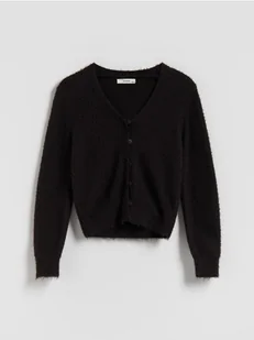 Reserved - Dzianinowy kardigan - brązowy - Swetry dla dziewczynek - miniaturka - grafika 1