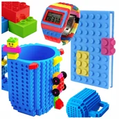 Kubki dla dzieci - ZESTAW KUBEK DUŻY + NOTES DO MALOWANIA NIEBIESKI + KLOCKOWY CYFROWY ZEGAREK - miniaturka - grafika 1