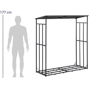 Stojak na drewno opałowe metalowy zewnętrzny z dachem do 300 kg 161 x 65 x 177 cm - Ogrzewacze tarasowe - miniaturka - grafika 2