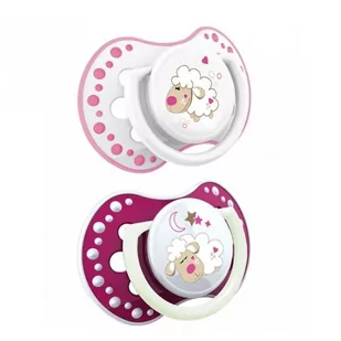 Canpol babies LOVI dynamiczny silikonowy smoczek uspokajający Night&Day Girl Lamb 0-3 m 22/809 x 2 szt - Kubki dla dzieci - miniaturka - grafika 2