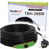 Pozostałe akcesoria sieciowe - KABEL GRZEWCZY PRZEWÓD GRZEJNY Z TERMOSTATEM do rynny rur 230V 288W 18M - miniaturka - grafika 1