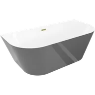 Wanny - Mexen Oval Slim wanna wolnostojąca przyścienna 170 x 80 cm, biała/szara, przelew złoty - 52661708062-50 - miniaturka - grafika 1