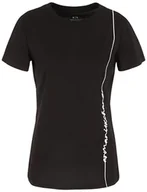 Koszulki i topy damskie - Armani Exchange Damska koszulka z logo Signature Crew Neck Cotton Jersey Tee T-Shirt, czarny, S - miniaturka - grafika 1