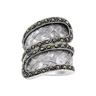Szeroki srebrny pierścień z Markazytami - Europa 14; US 7 - Pierścionki - miniaturka - grafika 1