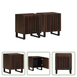 The Living Store Szafki nocne 2 szt. 40x34x46 cm lite drewno mango - Szafki nocne - miniaturka - grafika 1