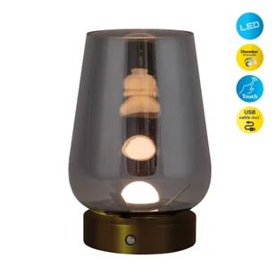 Näve Lampa stołowa LED 5305758 klosz szary dym - Lampy stojące - miniaturka - grafika 3