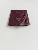 Spodenki damskie - Reserved - Spódnico-szorty z imitacji skóry - burgundowy - miniaturka - grafika 1