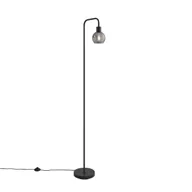 Lampy stojące - QAZQA Lampa podłogowa Art Deco czarna z dymionym szkłem - Vidro - miniaturka - grafika 1