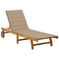 Leżaki ogrodowe - vidaXL Lumarko Ogrodowy leżak z poduszką, lite drewno akacjowe 3061347 - miniaturka - grafika 1