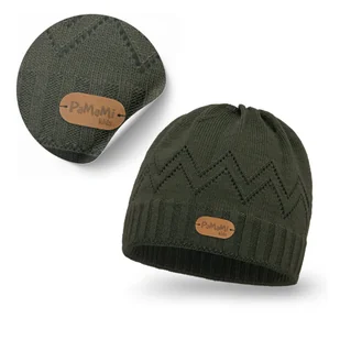 Czapka Zimowa Dziecięce Khaki Uniwersalna Beanie Jesienna PaMaMi Wygodna - Czapki dla dzieci - miniaturka - grafika 1