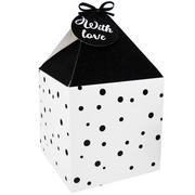 Opakowania i torebki na prezenty - incood. Pudełko na prezenty 11x11 biało-czarne kropki 4szt - miniaturka - grafika 1