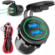 Ładowarki samochodowe - ŁADOWARKA SAMOCHODOWA GNIAZDO ZAPALNICZKI WODOODPORNE 2x USB QC 3.0 ZIELONY - miniaturka - grafika 1