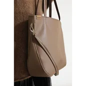 Torebki damskie - Pacco bag torebka ciemnobeżowa na zamek vegan - miniaturka - grafika 1