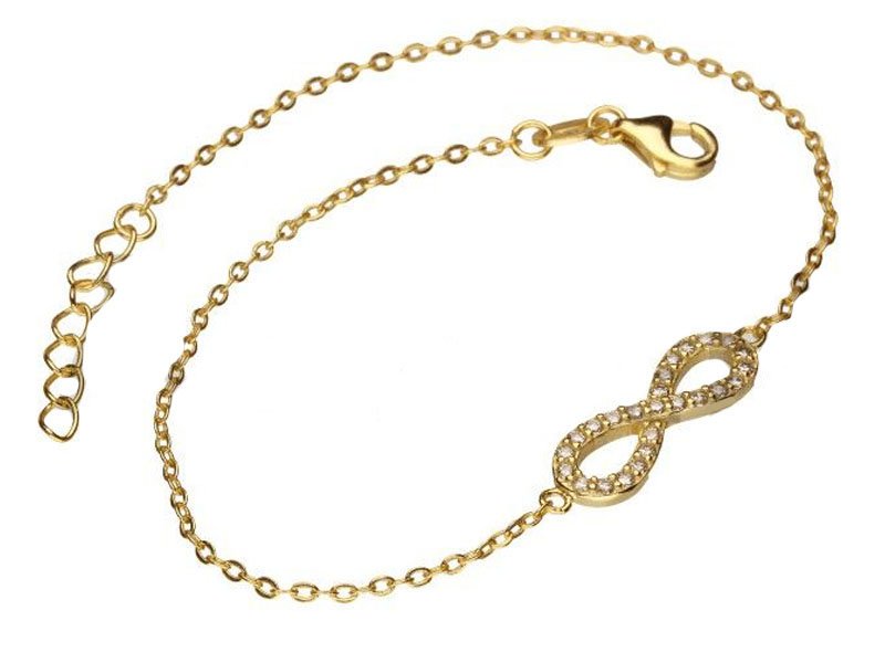 Srebrna Złocona Bransoletka 925 Nieskończoność Z Cyrkoniami 1,15G