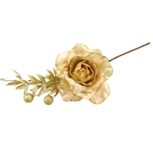 Róża na piku złota 33 x 12 cm - Ozdoby bożonarodzeniowe - miniaturka - grafika 1