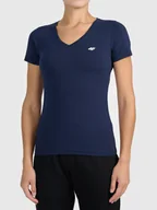 Koszulki i topy damskie - T-shirt basic z dekoltem typu serek damski 4F 4FWMM00TTSHF3307-31S Niebieski M - miniaturka - grafika 1