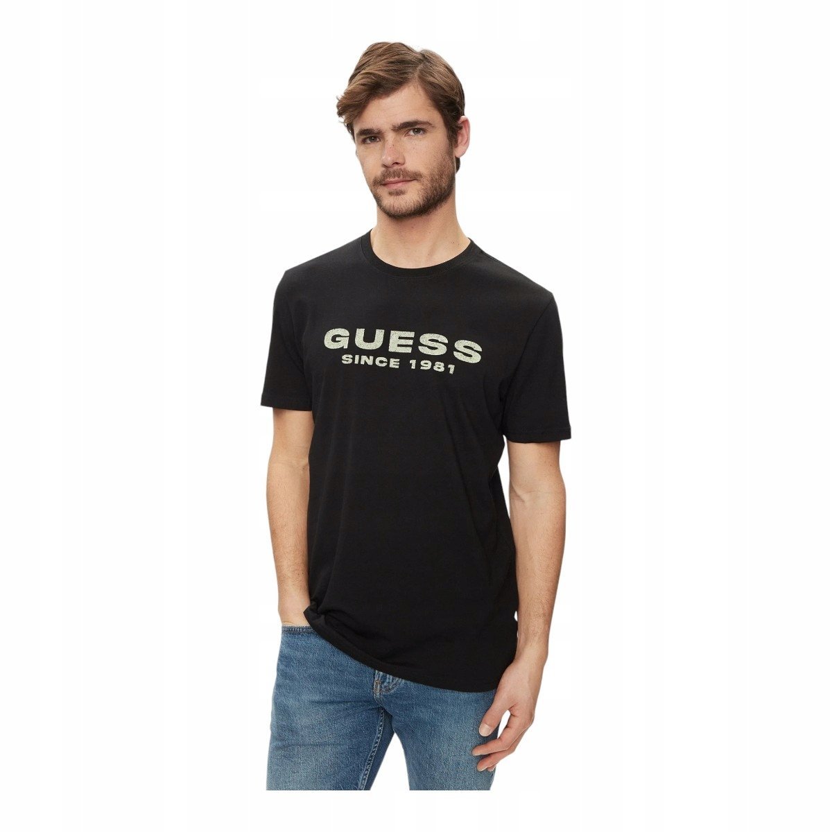 Guess Koszulka Męska T-Shirt Ss Cn Guess Logo Tee Czarna R.Xl