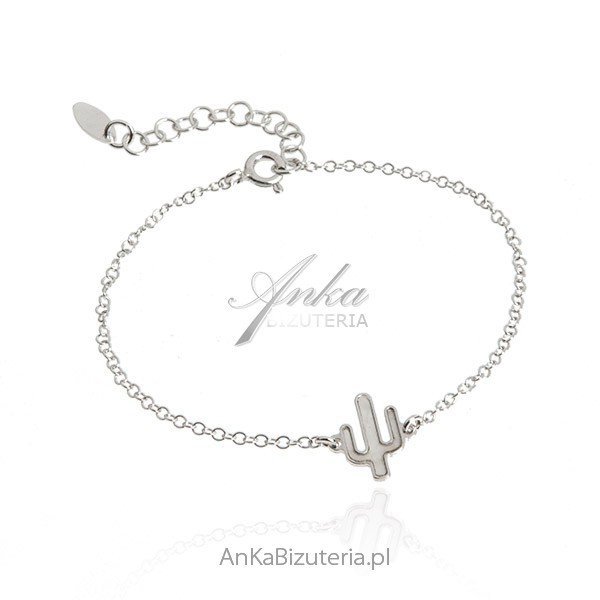 ankabizuteria.pl Srebrna bransoletka KAKTUS z masą perłową