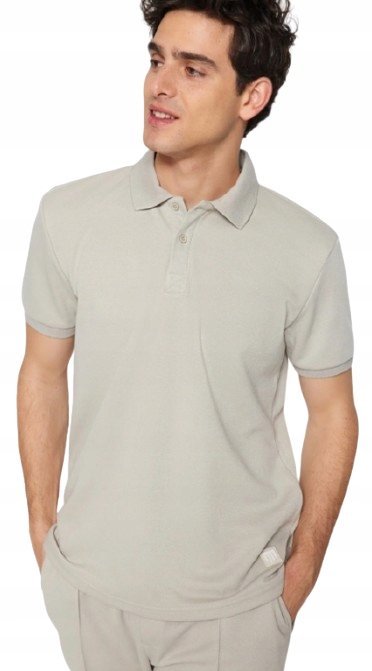 TRENDYOL BEŻOWA GŁADKA KOSZULKA POLO Z KRÓTKIM RĘKAWEM S 5_A