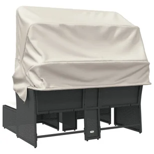 2-osobowa sofa ogrodowa z daszkiem i podnóżkami, czarna, rattan PE Lumarko! - Sofy ogrodowe - miniaturka - grafika 7