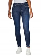 Spodnie damskie - PEPE JEANS JEANSY RURKI GRANATOWE GŁADKIE S P9X - miniaturka - grafika 1