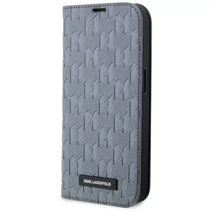 Karl Lagerfeld KLBKP14SSAKLHPG iPhone 14 6.1" bookcase srebrny/silver Saffiano Monogram - Etui i futerały do telefonów - miniaturka - grafika 1