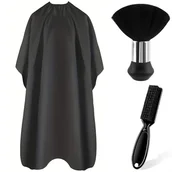 Peleryny fryzjerskie - TEMU Peleryna Fryzjerska do Strzyżenia z Szczotką do Szyi i Szczoteczką Fryzjerską, Profesjonalne Akcesoria dla Fryzjerów do Czyszczenia w Salonie - miniaturka - grafika 1