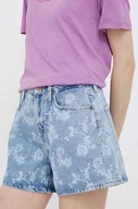 Spodenki damskie - Pepe Jeans szorty damskie kolor niebieski wzorzyste high waist - miniaturka - grafika 1