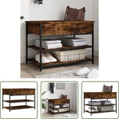 Szafki na buty - The Living Store Ławka na buty dąb wędzony 70x42,5x50 cm materiał drewnopochodny - miniaturka - grafika 1