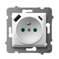 Gniazdka elektryczne - Ospel gniazdo pojedyncze z ładowarką USB A+C  ARIA - biały - miniaturka - grafika 1