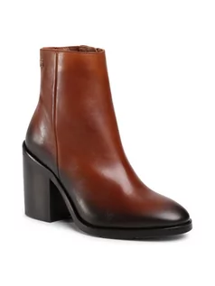 Botki damskie - Tommy Hilfiger Botki Shaded Leather High Heel Boot FW0FW05164 Brązowy - grafika 1