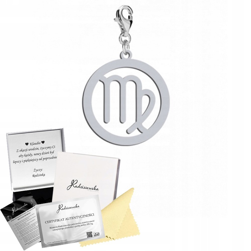 Charms Srebrny Panna Znak Zodiaku Karabińczyk Srebro 925 DEDYKACJA GRATIS
