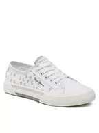 Buty dla dziewczynek - Pepe Jeans Tenisówki Brady Shine G PGS30562 Biały - miniaturka - grafika 1