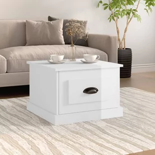 vidaXL Stolik kawowy, biały z połyskiem, 50x50x35 cm - Ławy i stoliki kawowe - miniaturka - grafika 1