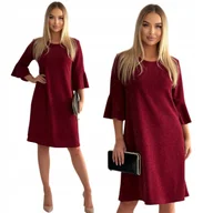 Sukienki - ŚWIECĄCA BORDOWA SUKIENKA FALBANKI MIDI BROKAT SYLWESTER GLAM ROZMIAR 46 - miniaturka - grafika 1