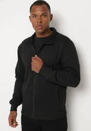 Bluzy męskie - Czarna Bluza Rozpinana z Bawełną i Ściągaczami Besilena - miniaturka - grafika 1