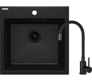 Deante Evora ZQJNN103 Nero + bateria Czarny - Zlewozmywaki z baterią - miniaturka - grafika 1