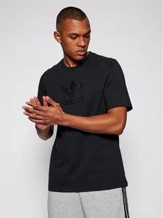 Koszulki męskie - Adidas T-Shirt Trefoil Rhinestone GN3646 Czarny Regular Fit - grafika 1