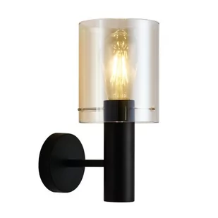 Italux Skandynawska LAMPA ścienna SARDO WL-5581-1A-BK+AMB szklana OPRAWA loftowy KINKIET tuba okrągła bursztynowa czarna WL-5581-1A-BK+AMB - Lampy ścienne - miniaturka - grafika 1