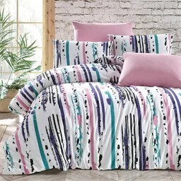 Darymex Pościel bawełniana 200x220 Azurit kolorowa różowa pasy Cottonlove Exclusive - Pościel - miniaturka - grafika 1