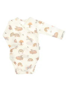 Niemowlęce body na długi rękaw z nadrukiem kremowe Nicol,r.62 - Body dla niemowląt - miniaturka - grafika 1