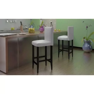 vidaXL Nowoczesne skrzane Hokery x2 Kolor biay - Taborety i hokery - miniaturka - grafika 1