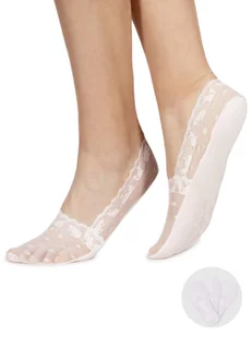 Skarpety stopki damskie balerinki niskie koronkowe z ABS koty białe 3PAK 36-41 YOCLUB - Skarpetki damskie - miniaturka - grafika 1