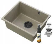 Zlewozmywaki - Granitan Manado Brązowy Podblatowy Zlew Czarny Podwieszany 50 - miniaturka - grafika 1