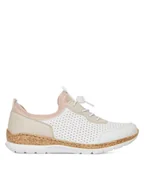Półbuty damskie - Rieker Sneakersy N4286-80 Biały - miniaturka - grafika 1