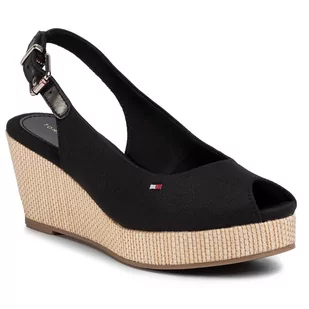 Tommy Hilfiger Espadryle Iconic Elba Sling Back Wedge FW0FW04788 Black BDS - Espadryle damskie - miniaturka - grafika 1
